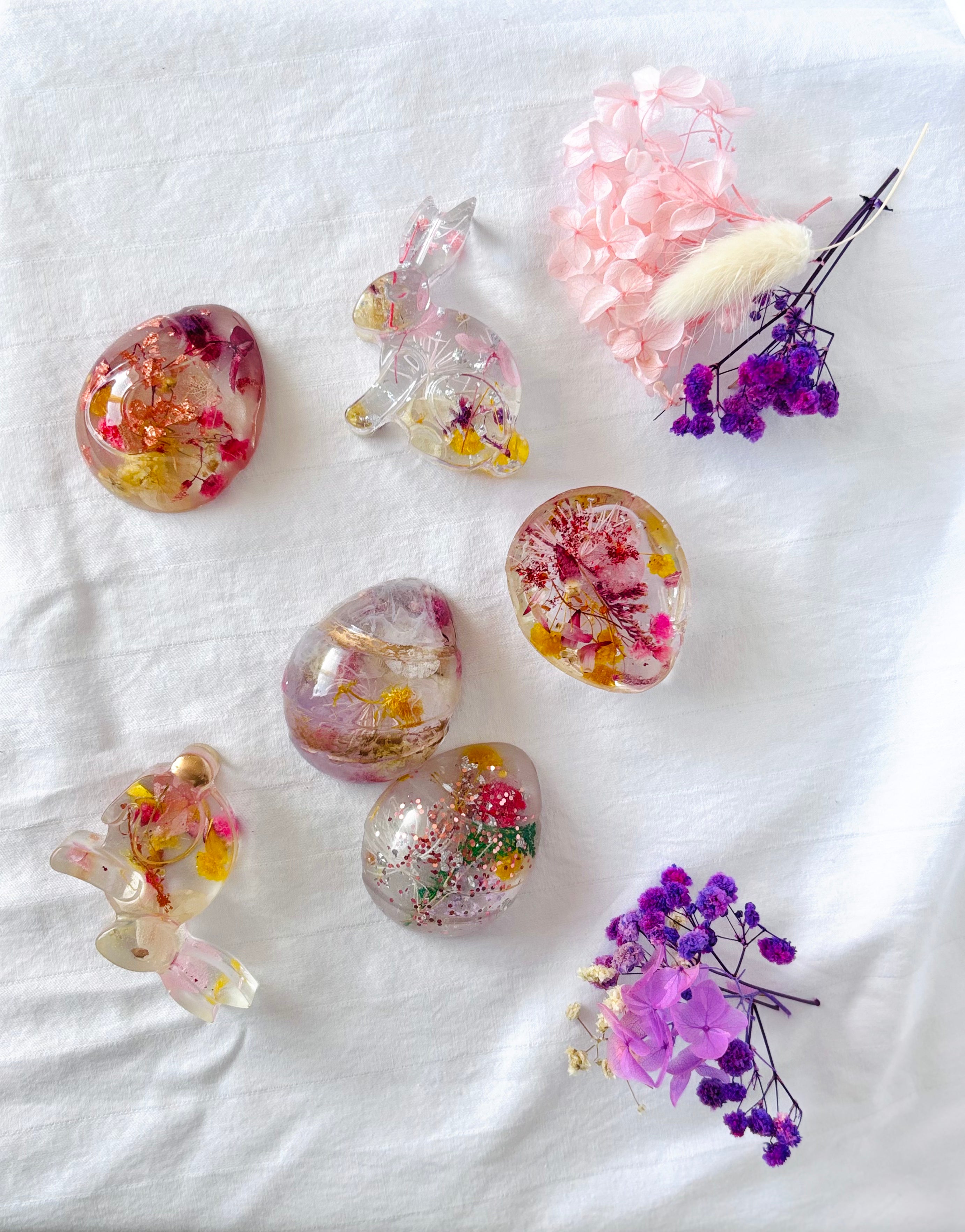 Resin Rabbits and Egg Halves